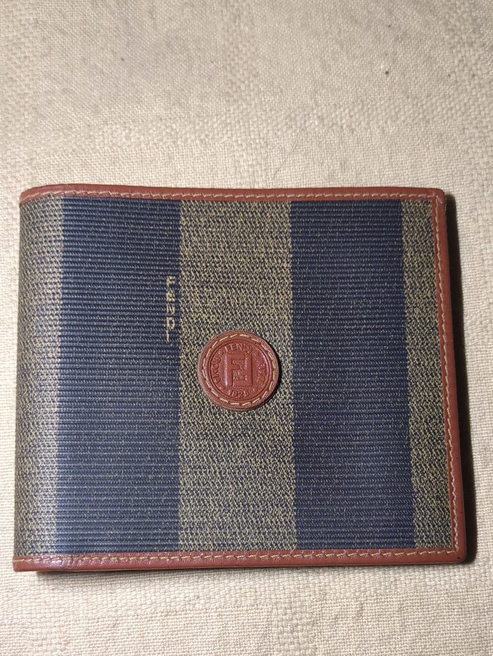 VINTAGE Fendi Brown / Beige Striped Bi-Fold Men's Wallet NOW ONLY $200
